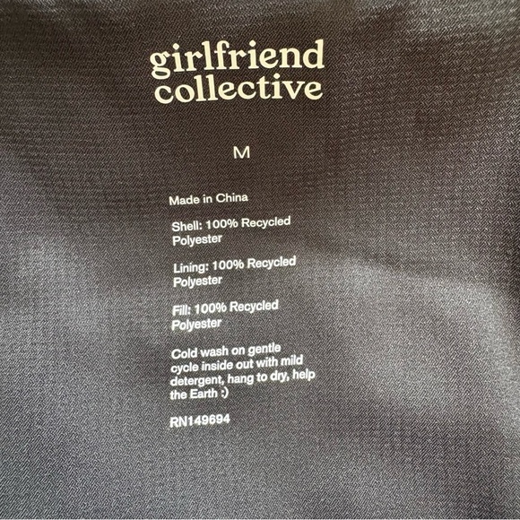 Girlfriend Collective Packable Puffer Jacket Hooded Black Womens Medium - Picture 3 of 10